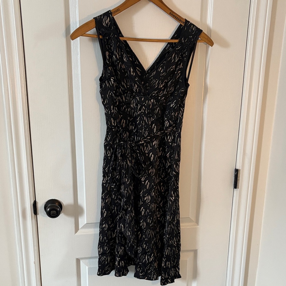 Jacob Black and Cream Patterned Midi Dress 100%silk